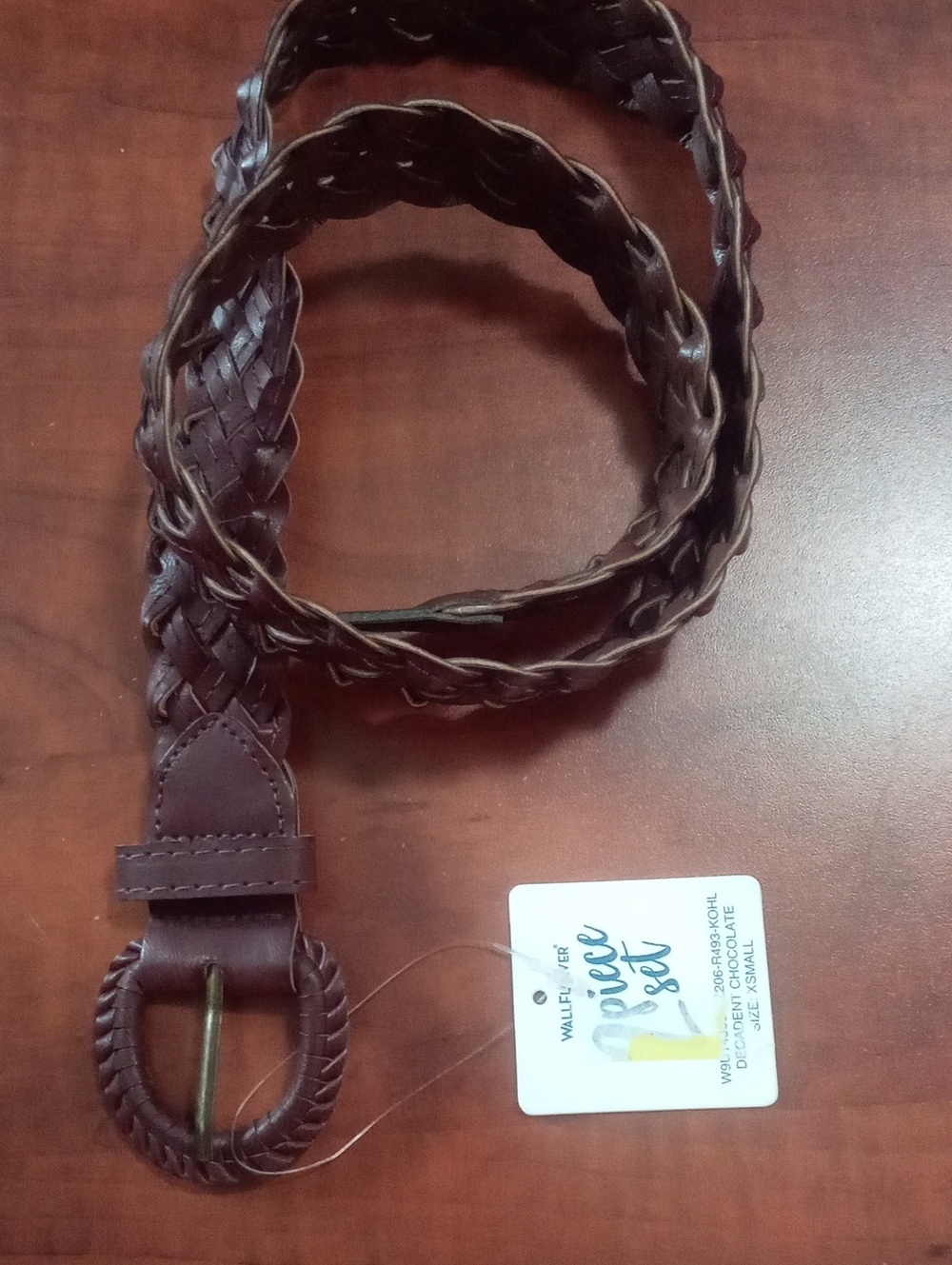 Perfect Fit Brown Braided Leather Belt XS  NWT